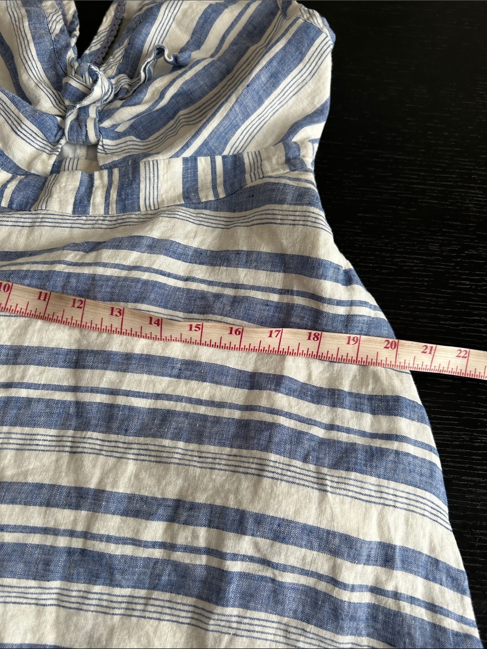 Maeve Blue and Cream Striped Tie-Front Midi Dress - Picture 12 of 16